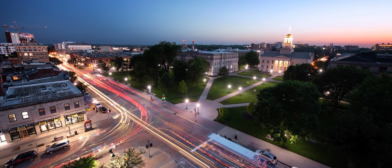 View of the University of Iowa Campus at night